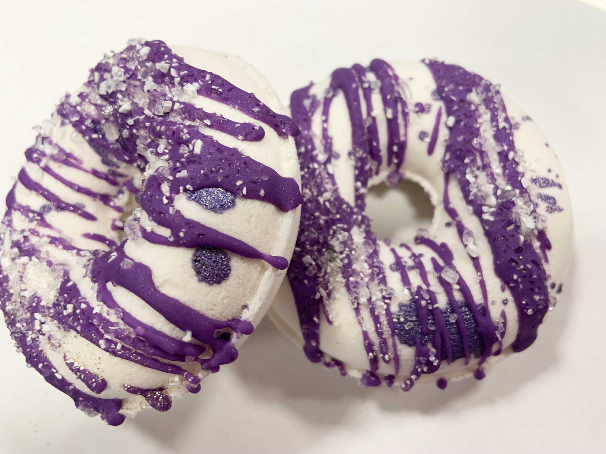 Lavender oat milk bath bomb doughnut