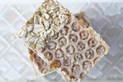 Oatmeal milk honey fragrance scented honey chunky soap bar Top view Vermont Lavender