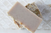 Oatmeal milk honey fragrance scented honey chunky soap bar side view Vermont Lavender
