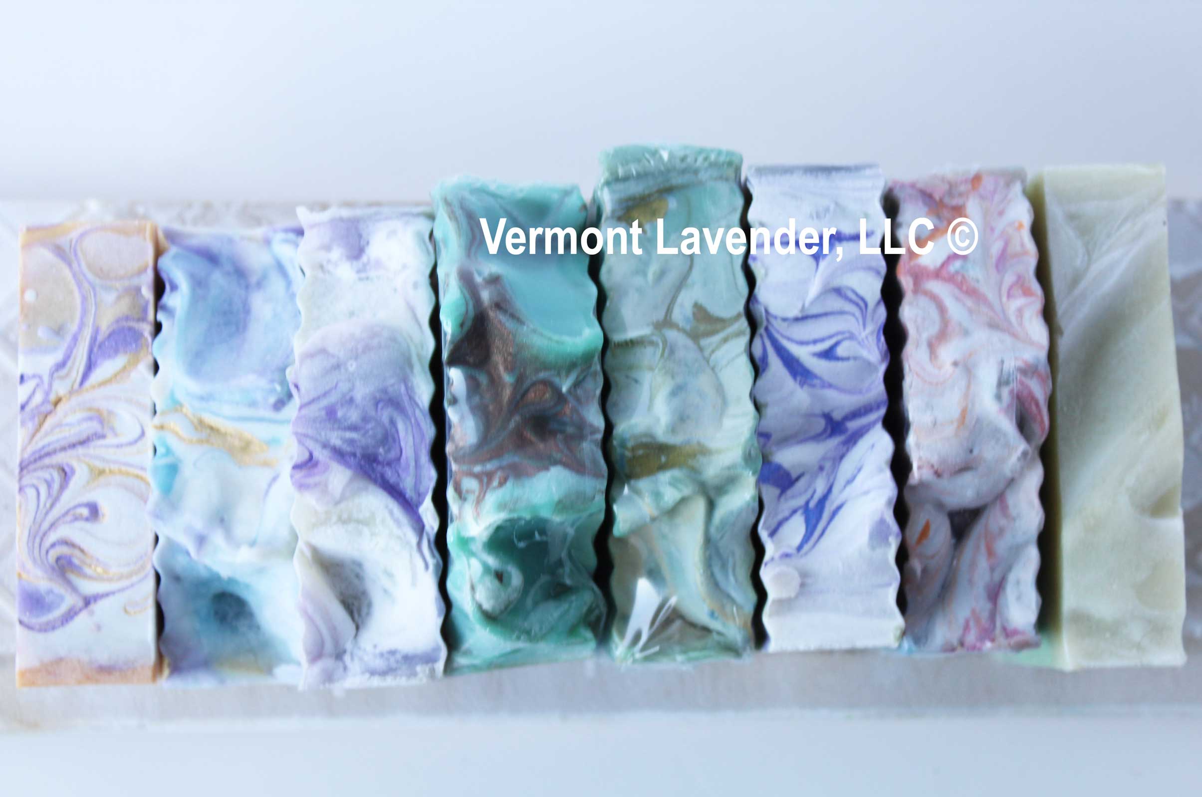 A collection of handmade soaps by Vermont Lavender