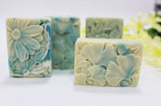 Bali Breeze Coconut Soap | Tropical | Pineapple, Lemon, Coconut Scents flower design small bars by Vermont Lavender