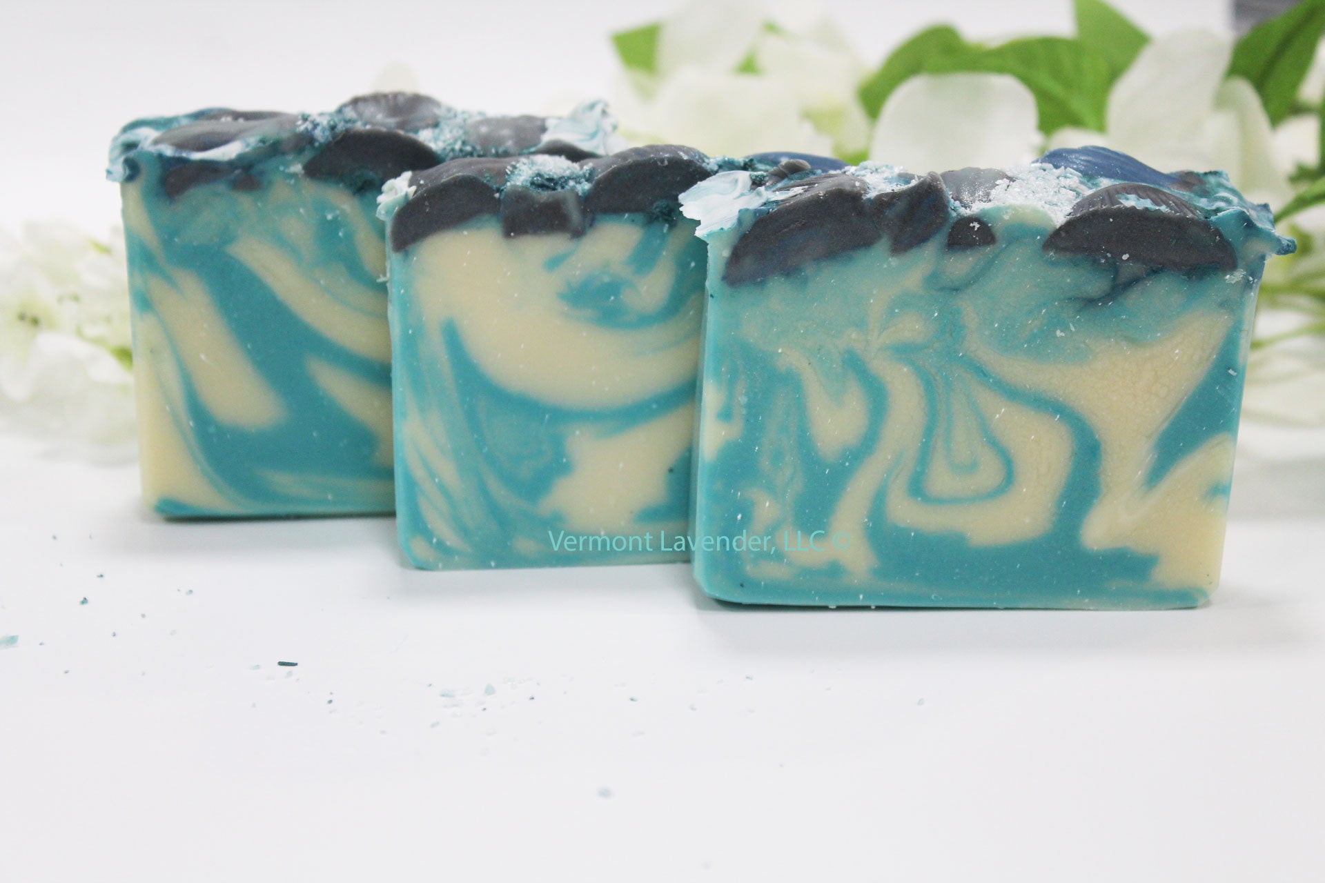Bali Breeze Coconut Soap | Tropical | Pineapple, Lemon, Coconut Scents showing 3 bars of soap by Vermont Lavender