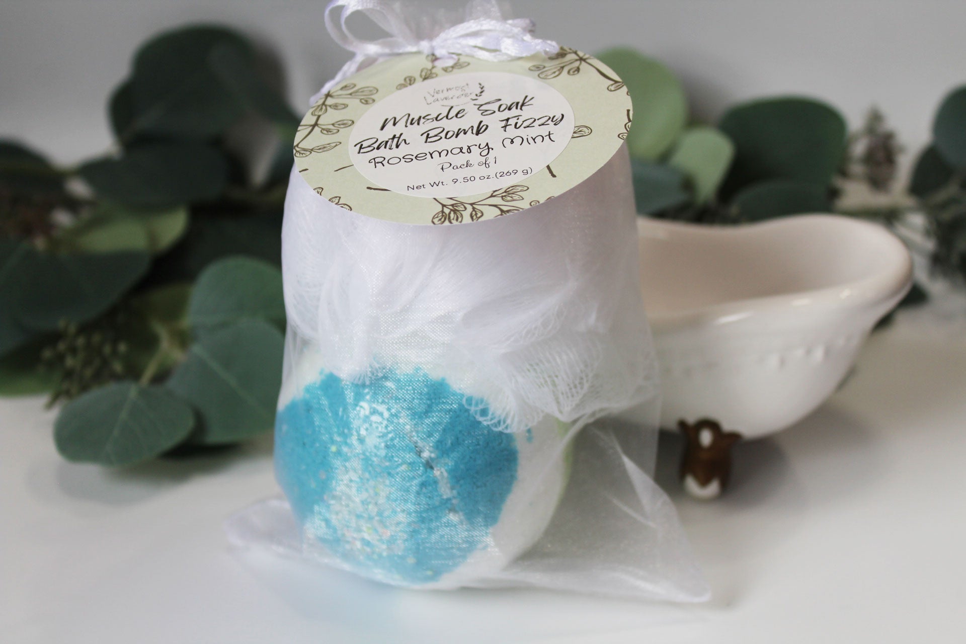 Bath Bomb | Fizzy | Rosemary Peppermint | Large - Muscle Soaking Bath by Vermont lavender