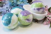 large bath bomb muscle soaking bath tub spa experience by Vermont Lavender