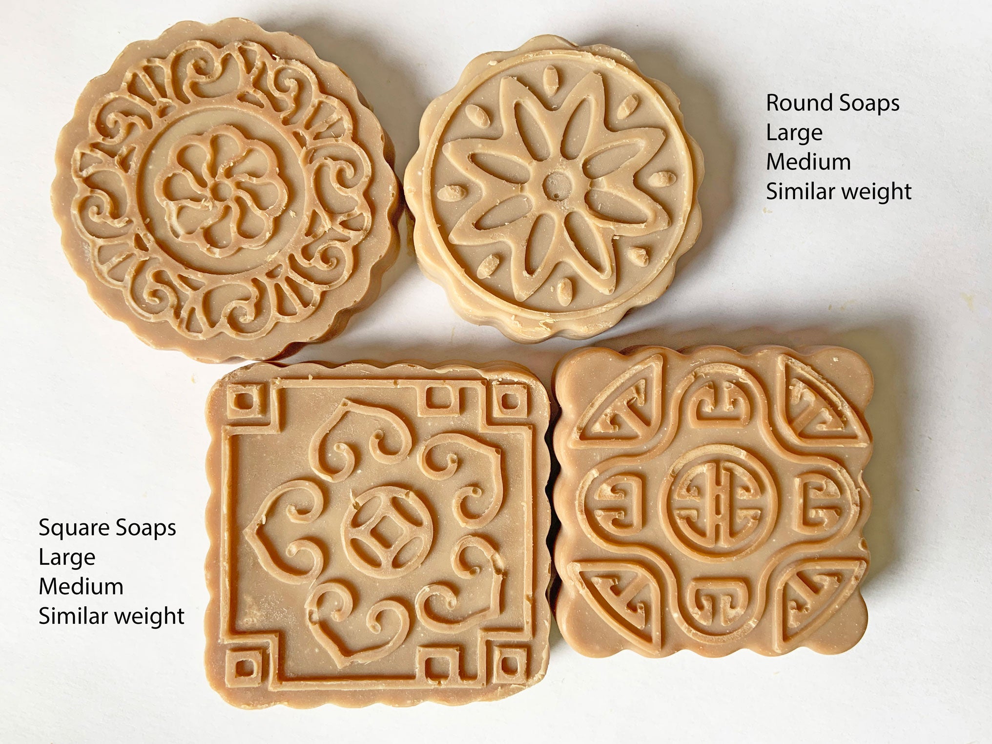 round soaps large and small almond biscotti