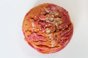Bubble bar ice cream scoop large Mango sorbet scent with eco-glitter on top orange and dark pink colors by Vermont Lavender