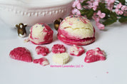 Bubble bars Dark pink colored  - Small and Large scoops with ice cream themed bubble bars Raspberry Jam scent by Vermont Lavender