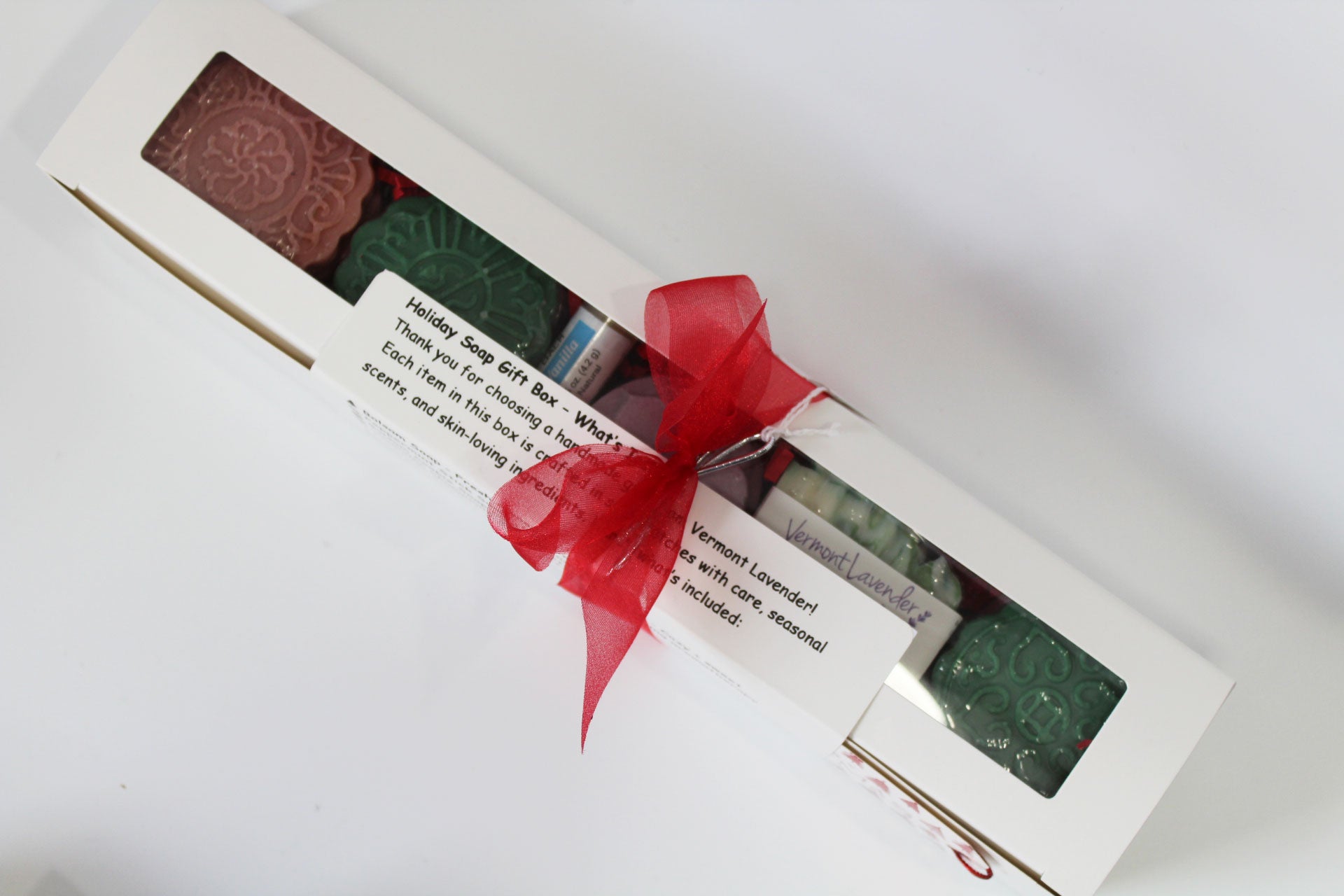 Balsam #1 soap gift box balsam, peppermint stick, balsam cookie, lavender chamomile shower steamer, lavender vanilla lip balm