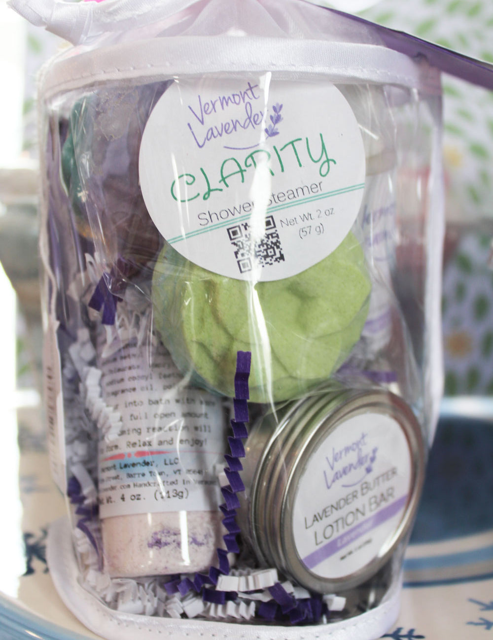 lavender spa gift bag shower steamers foaming bath salts lotion bar lip balm soaps plus more