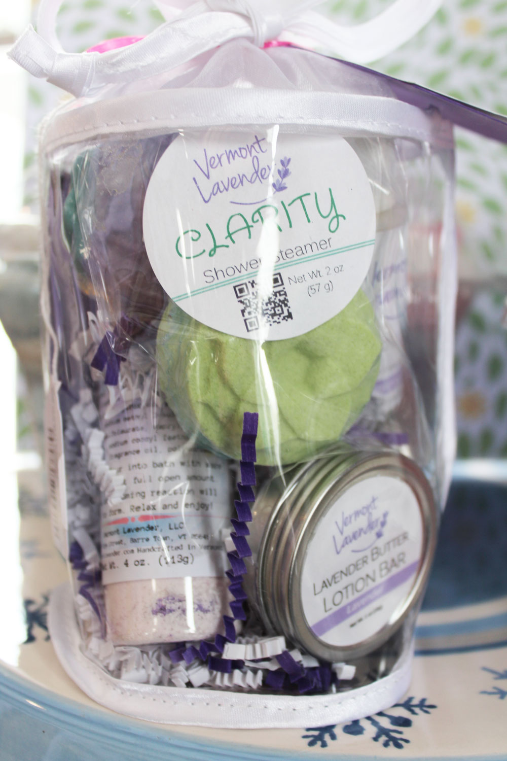 lavender spa gift bag shower steamers foaming bath salts lotion bar lip balm soaps plus more