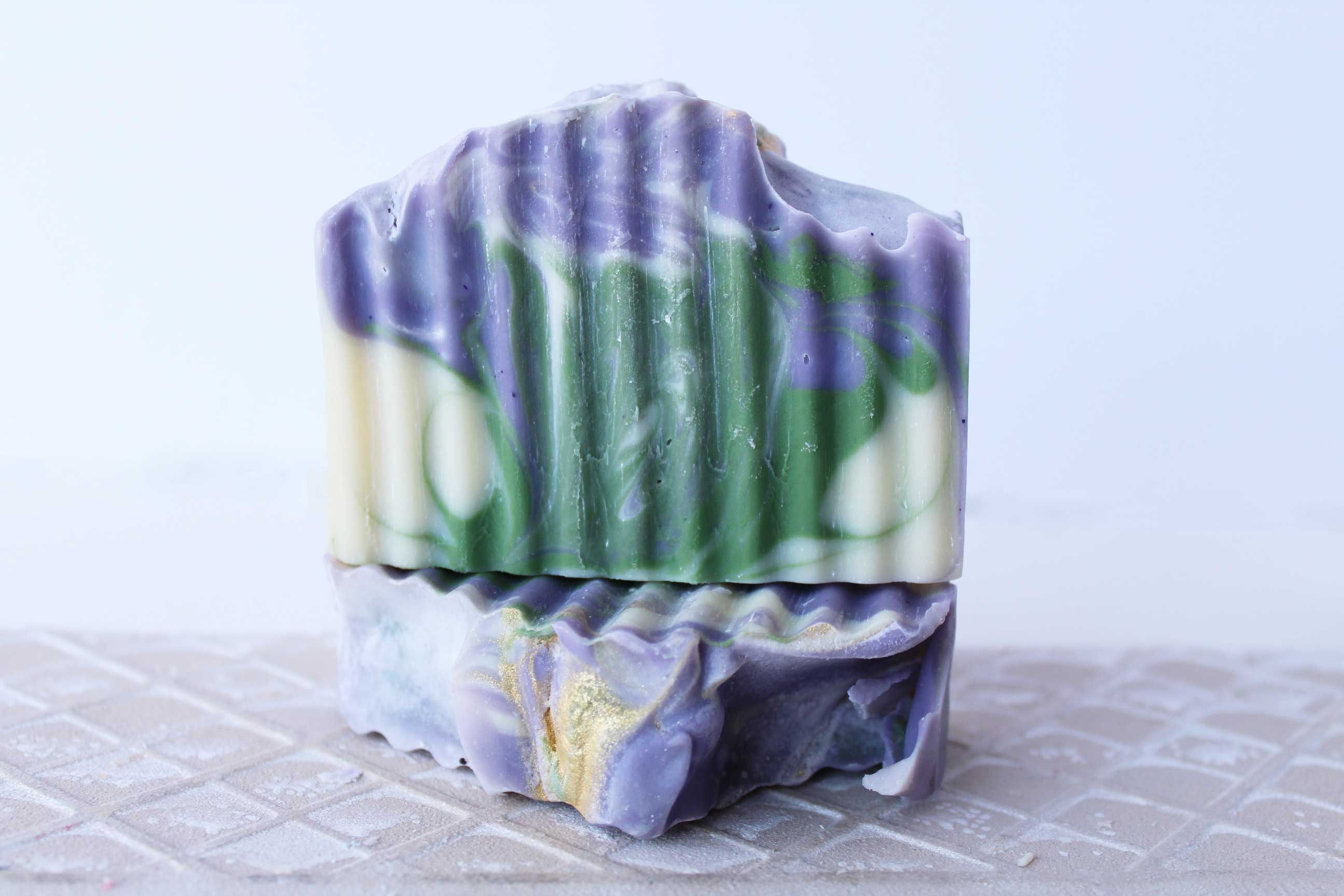 Intuition purple green creamy soap bar