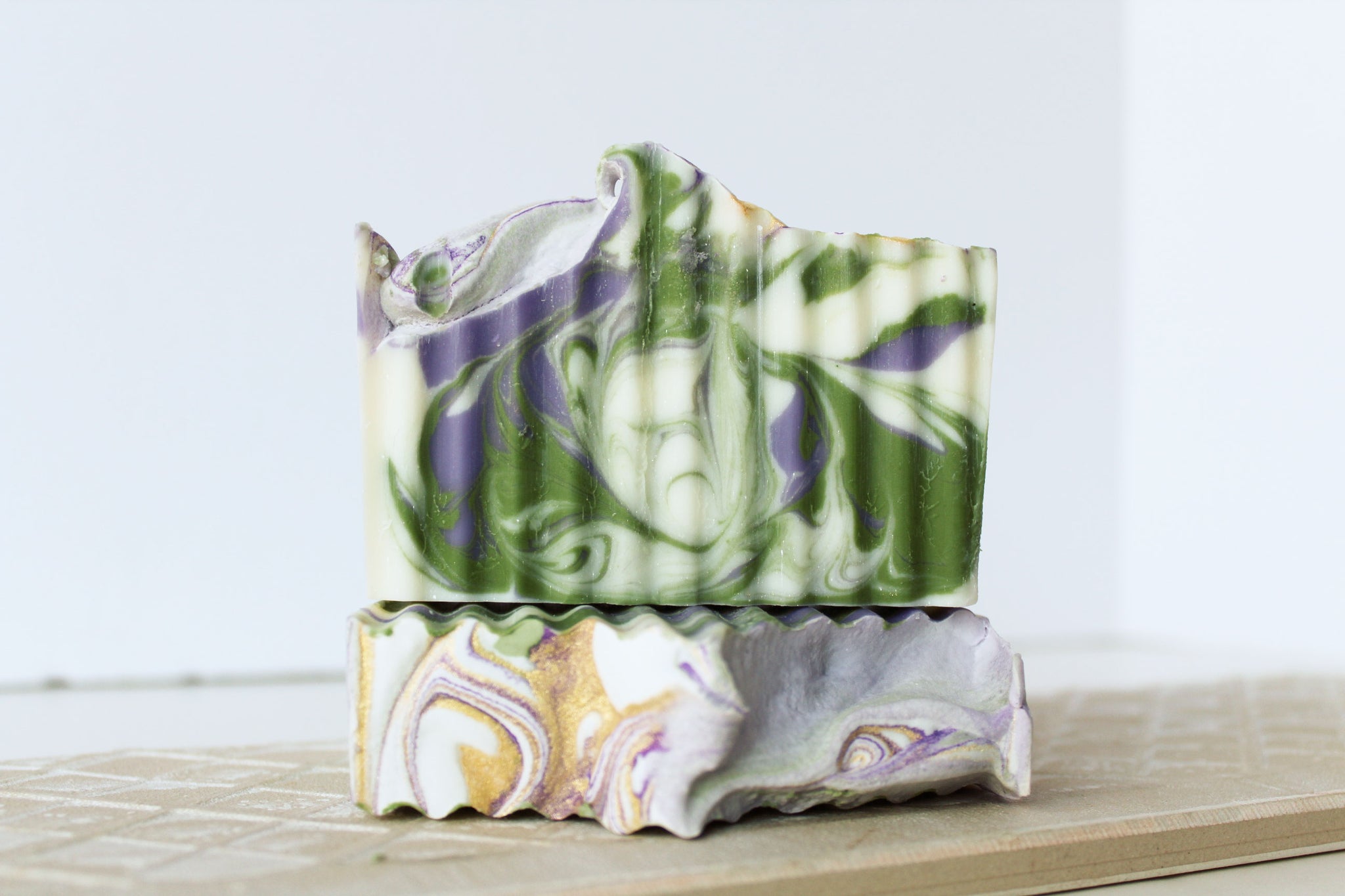 Lavender Linen Soap | Green Purple Swirl Design