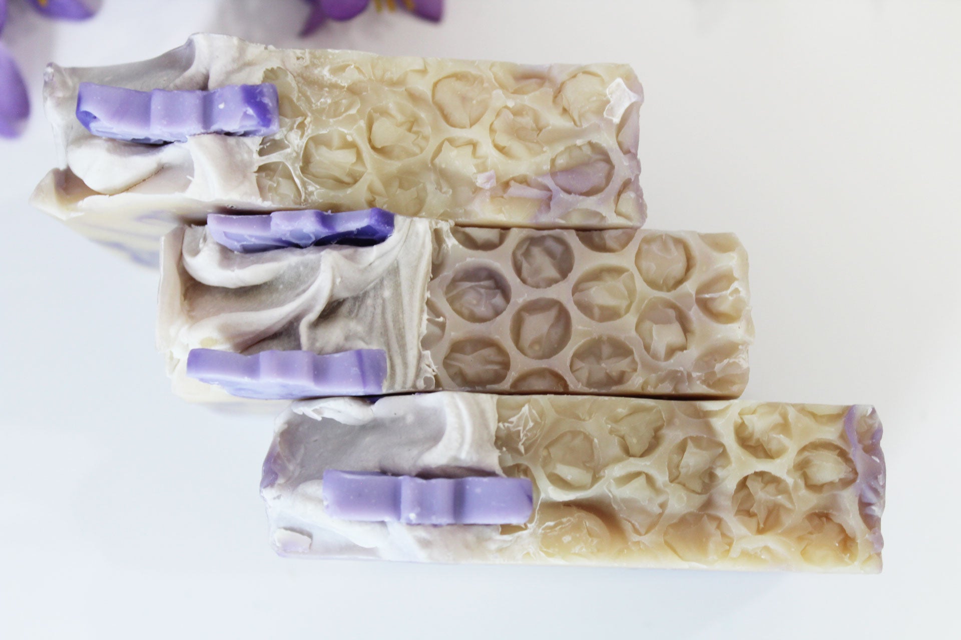 Lavender Oatmeal Soap | Lavender Essential Oil | Butterfly Honeycomb | Cocoa Butter by Vermont Lavender top view