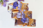 Lavender Orange Zesty Soap | Lavender Orange Essential Oil | Butterfly Flower Swirly top view by Vermont Lavender