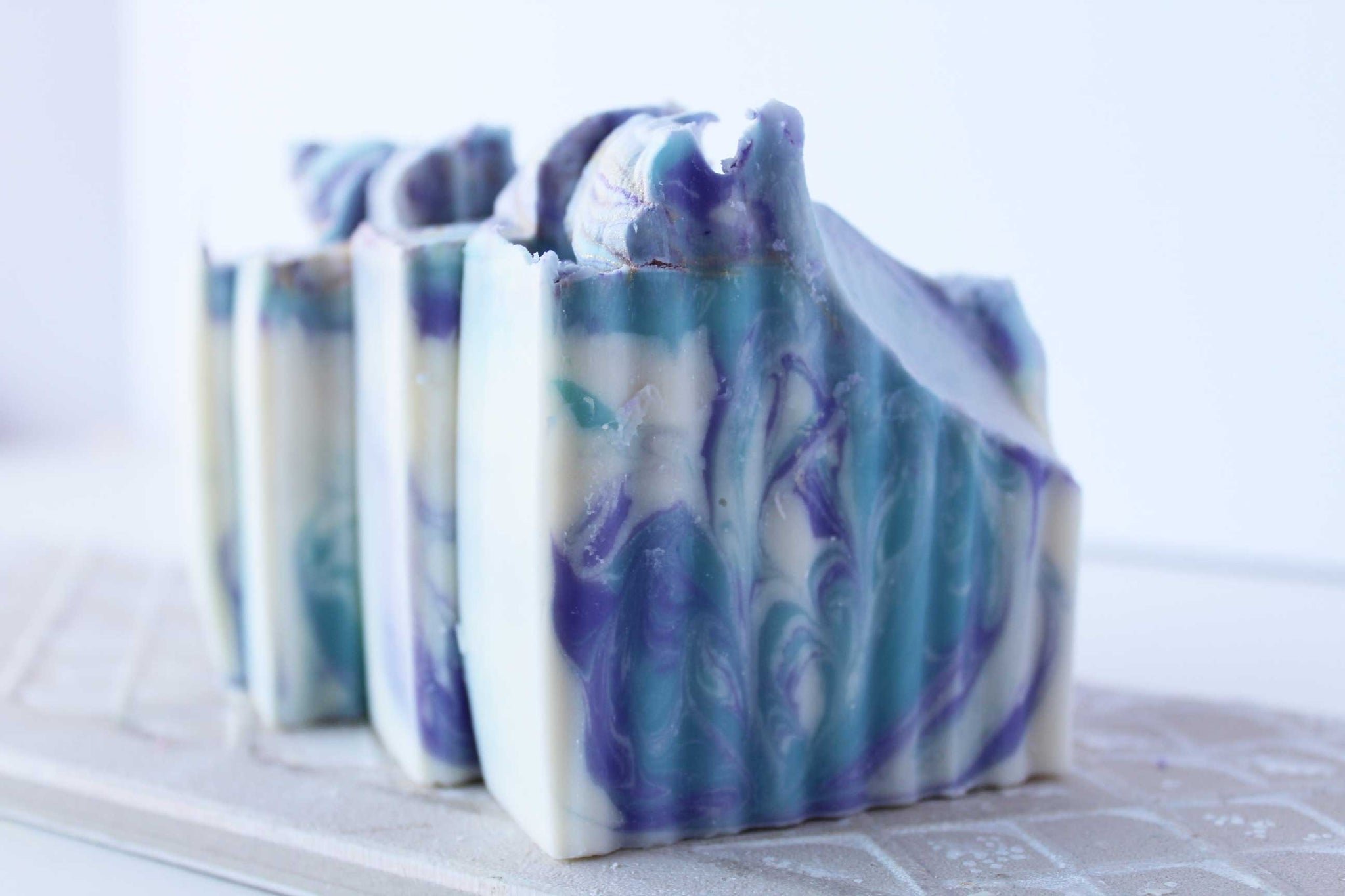 Lavender Linen Soap | Purple Blue Wavy Swirls Design | Ocean Waves front view
