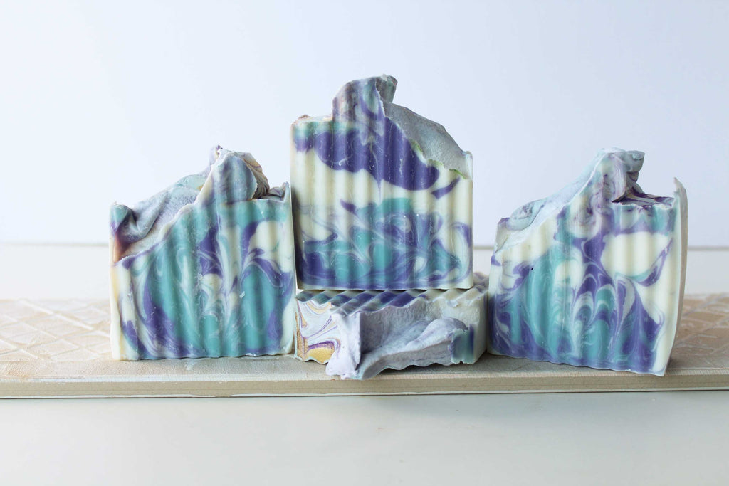 Lavender Linen Soap | Purple Blue Wavy Swirls Design | Ocean Waves grouped