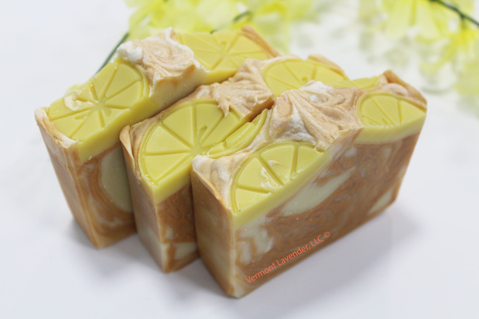 Lemongrass Citrus Soap | Clean and Fresh | Lemons on Top  by Vermont Lavender top design lemon soap embeds