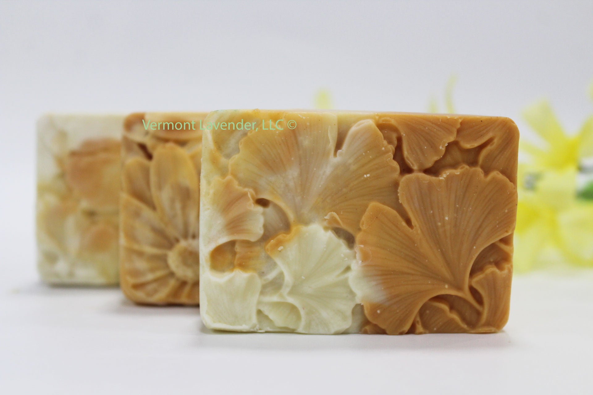Lemongrass Citrus Soap | Clean and Fresh | Small square Ginkgo design