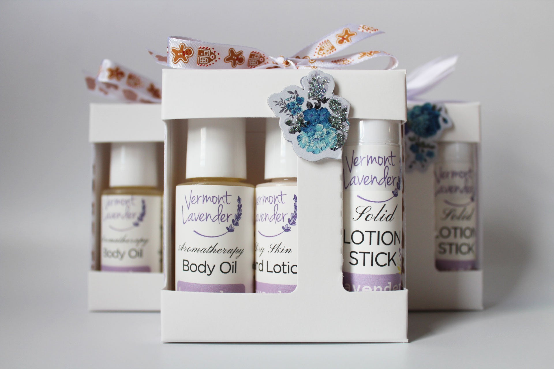 Lotion | Lavender Body Oil | Body Butter Stick | Lotion | Self-Care Set of 3 Christmas gingerbread ribbon