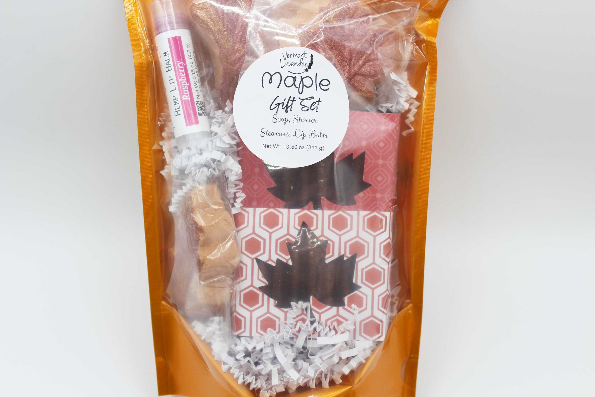 Maple Autumn scents of orange, cinnamon and clove with soaps, lip balm and shower steames