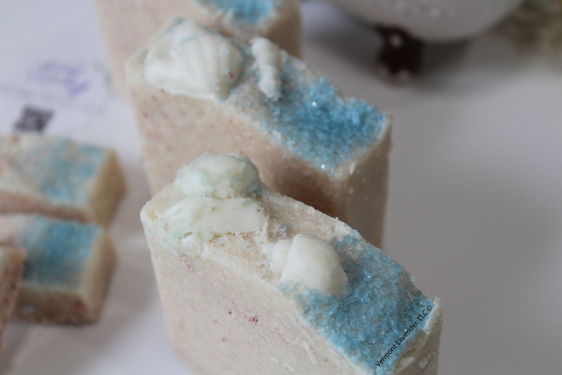 sea salt and lily cold process soap by Vermont Lavender top view