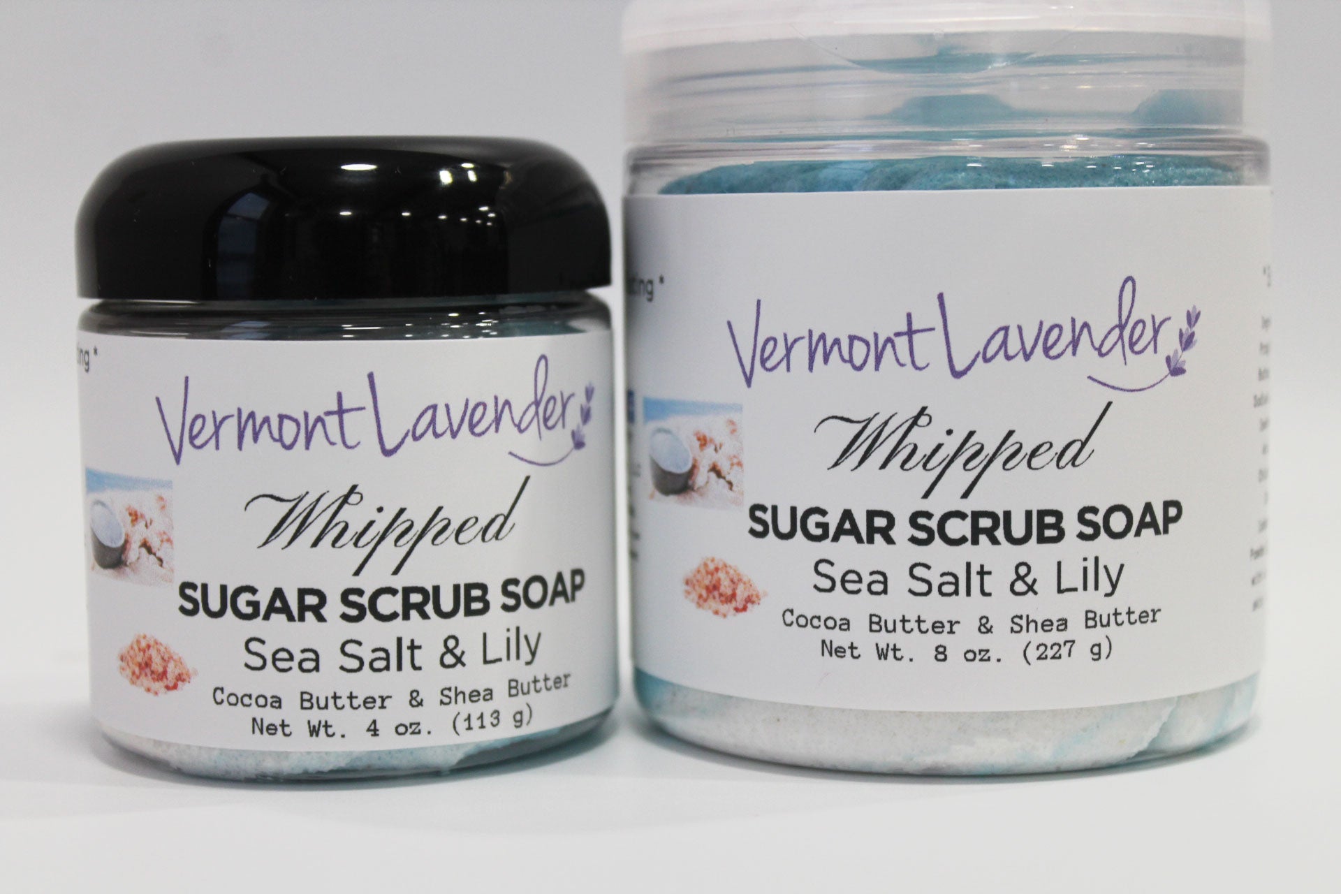 Sugar scrub Sea salt and lily size 4 and 8 oz by Vermont Lavender