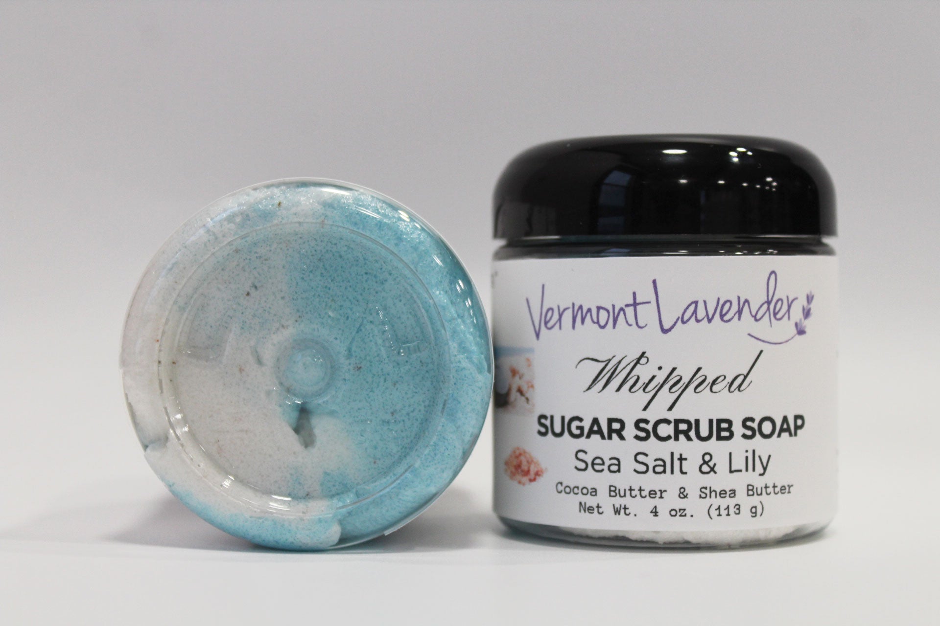 Sugar scrub Sea salt and lily size 4 oz by Vermont Lavender