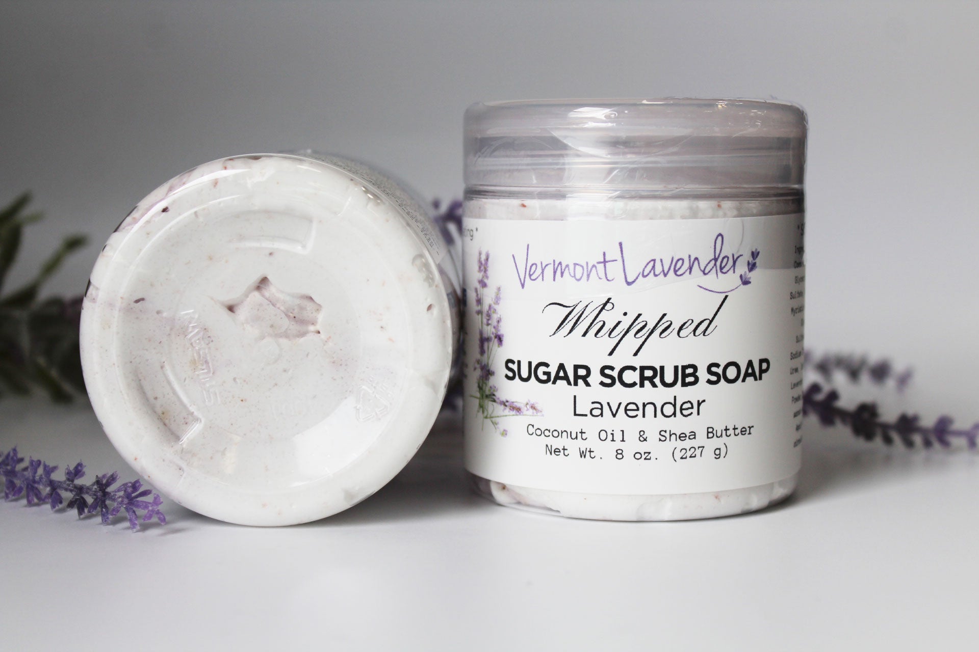 Sugar-scrub-foaming-soap-lavender-coconut-oil-shea-butter-by-Vermont-Lavender-4-oz