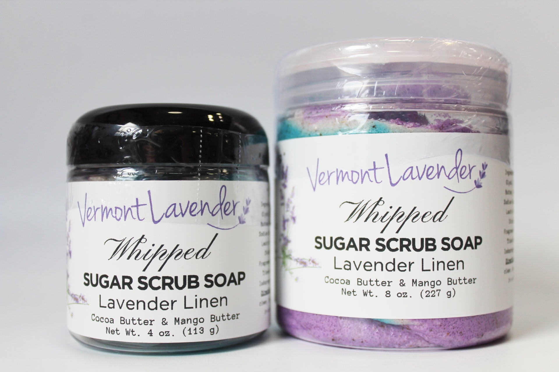 Sugar Scrub | Whipped Foaming Soap Scrub | Lavender Linen Cocoa Butter 4 oz and 8 oz