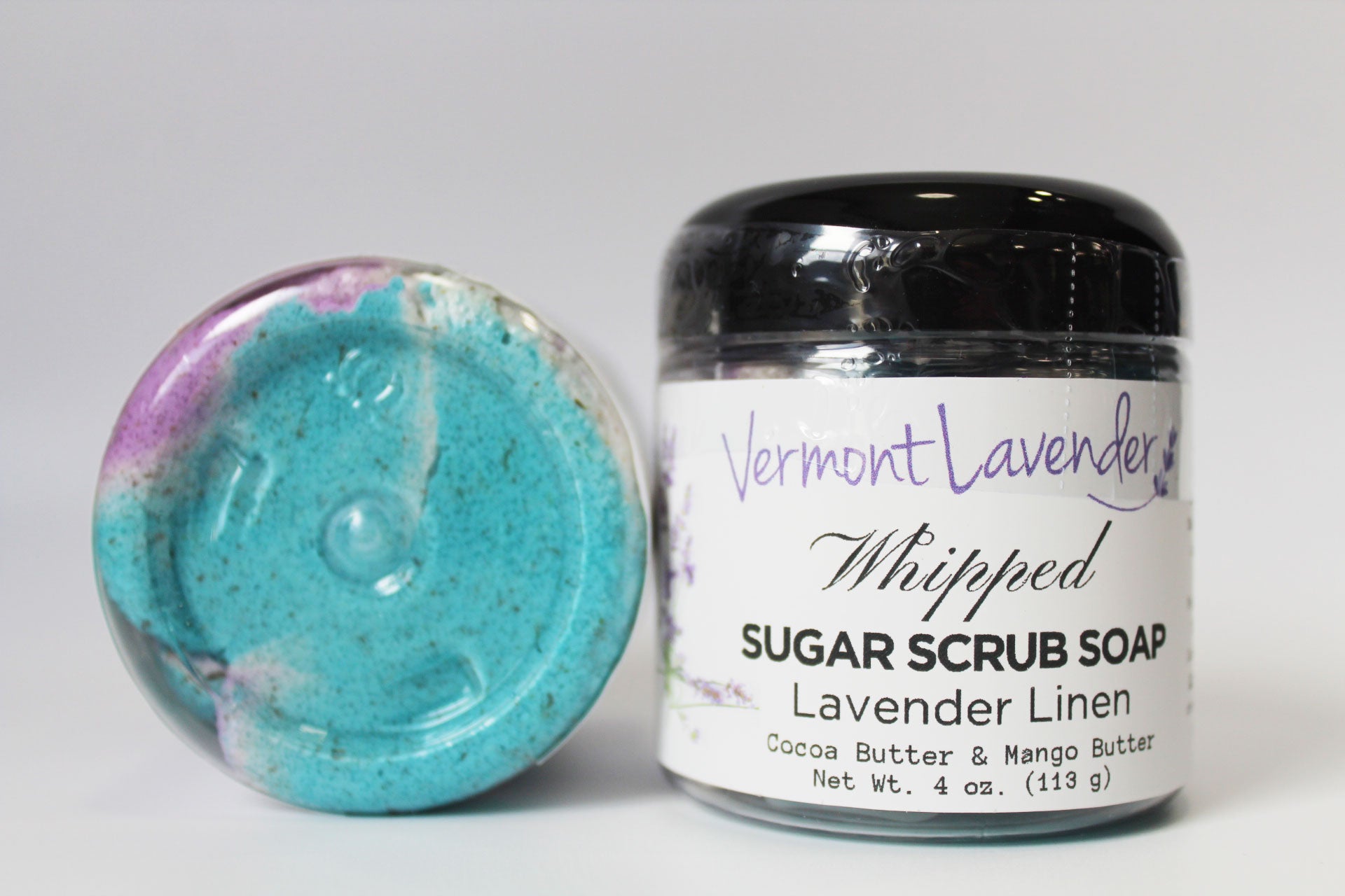 Sugar Scrub | Whipped Foaming Soap Scrub | Lavender Linen Cocoa Butter 4 oz 