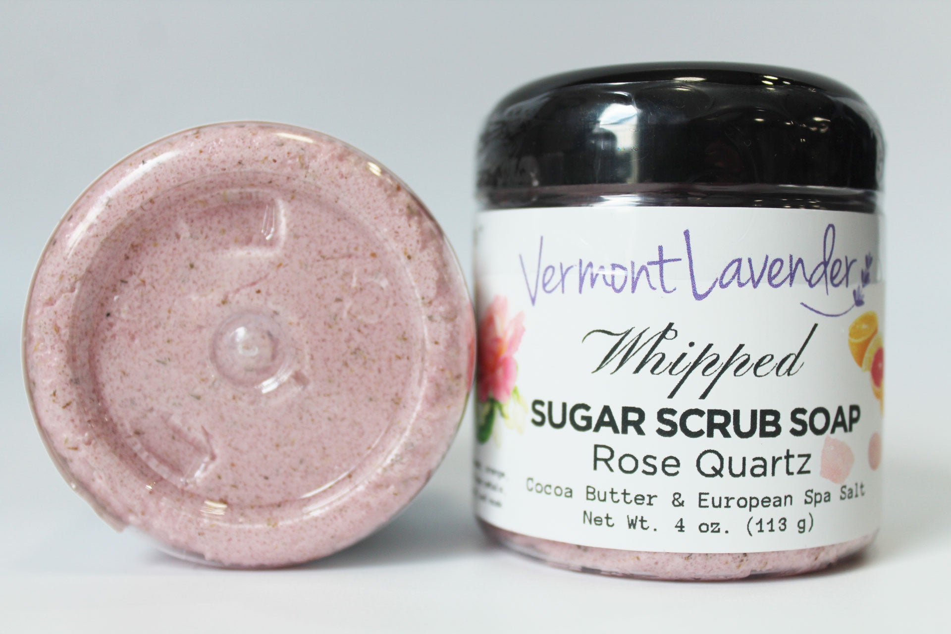 Sugar Scrub | Whipped Foaming Soap Scrub | Rose Quartz Cocoa Butter 4 oz 