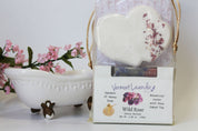Treat someone special or yourself to a relaxing at-home spa experience with this beautifully packaged Wild Rose Bath Spa Gift Set.  this photo soap and heart shape bath bomb 