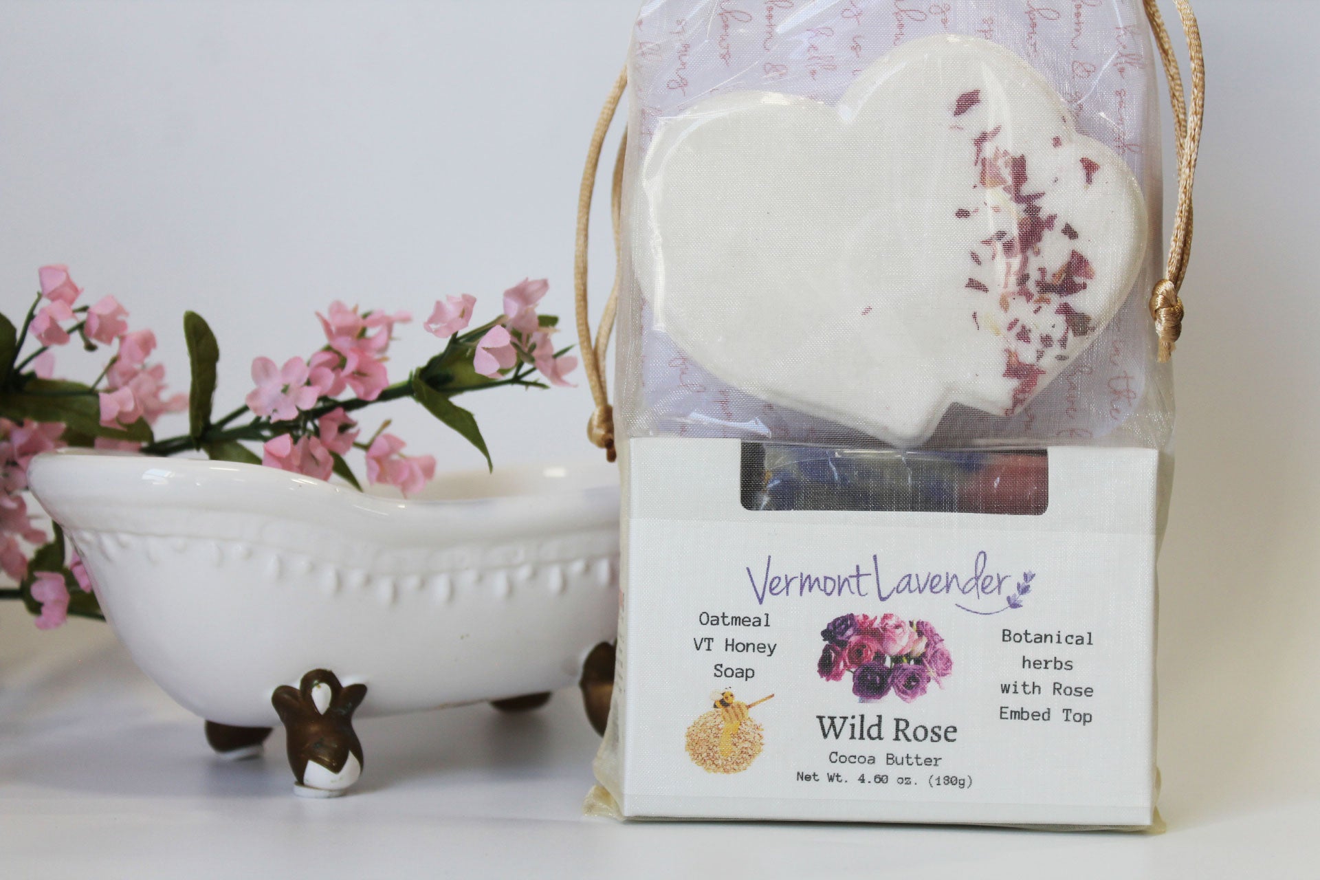 Treat someone special or yourself to a relaxing at-home spa experience with this beautifully packaged Wild Rose Bath Spa Gift Set.  this photo soap and heart shape bath bomb 