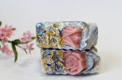 Wild Rose Soap with Floral Embed | Botanical Herbs Oatmeal VT Honey Cocoa Butter top view