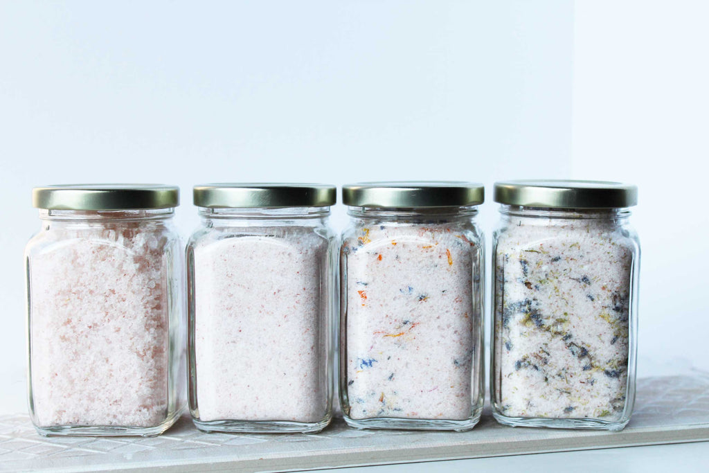 Bath soaking salts muscle, lavender calendula, lavender chamomile, and rosemary peppermint by Vermont Lavender
