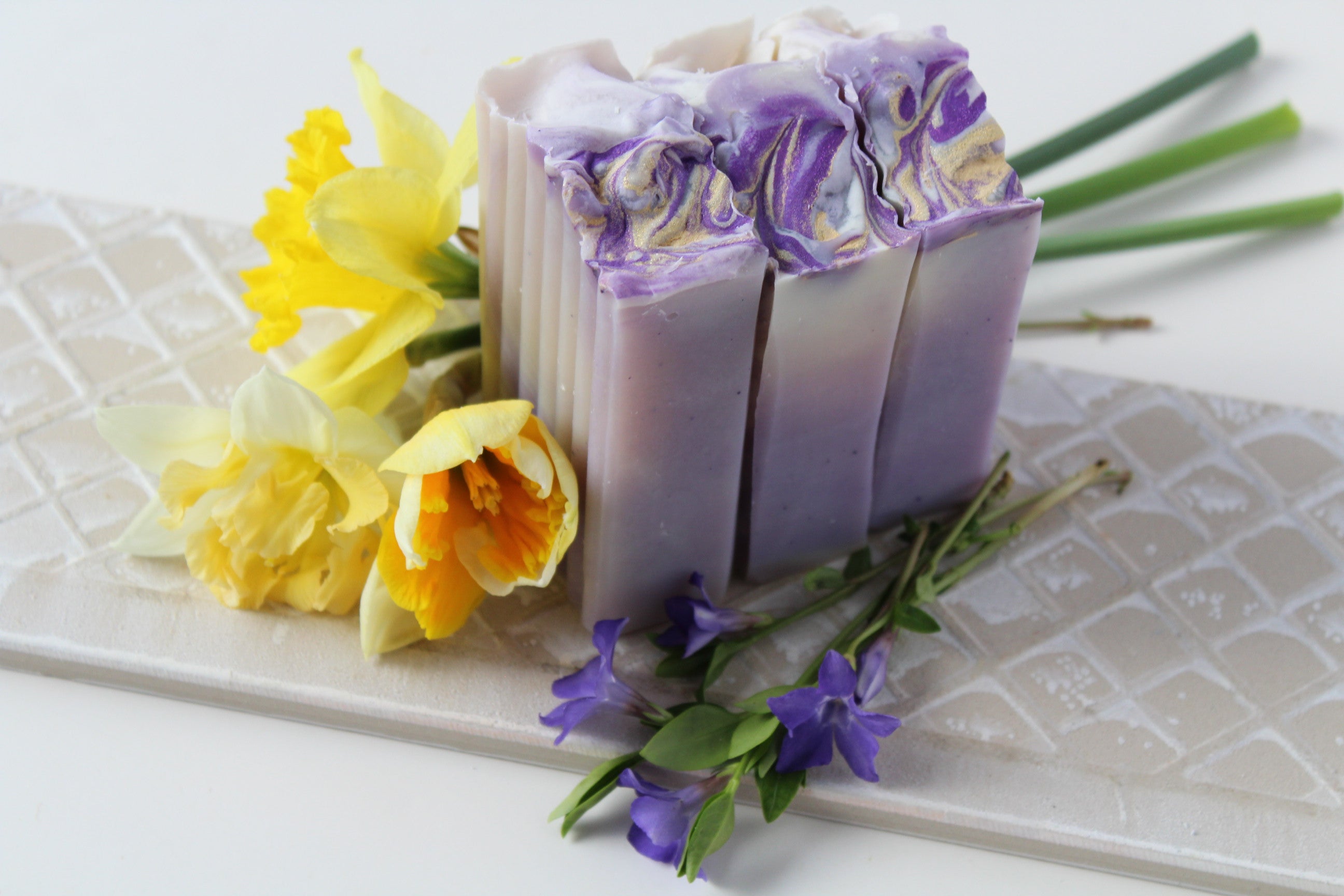 Lilies and lilac soap bar handcrafted by Vermont Lavender